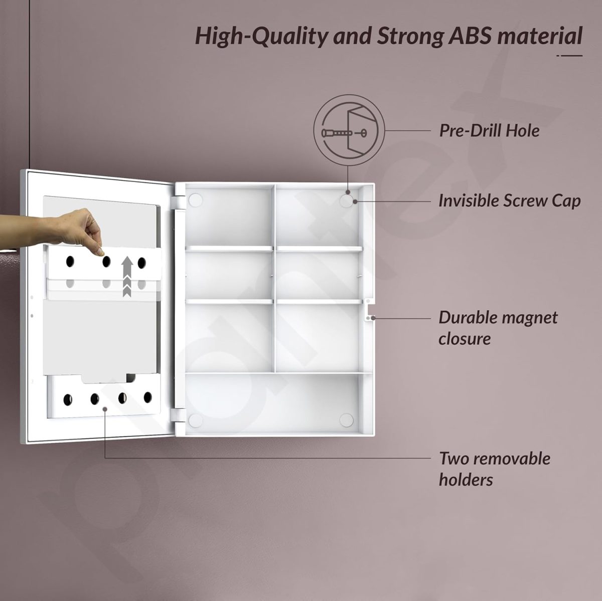 Plantex Bathroom Cabinet with Mirror/ABS Bathroom Storage Organiser/Multipurpose Shelf/Wall Mount Mirror Cabinet for Wash Basin (14x18 Inch, White) - Image 8