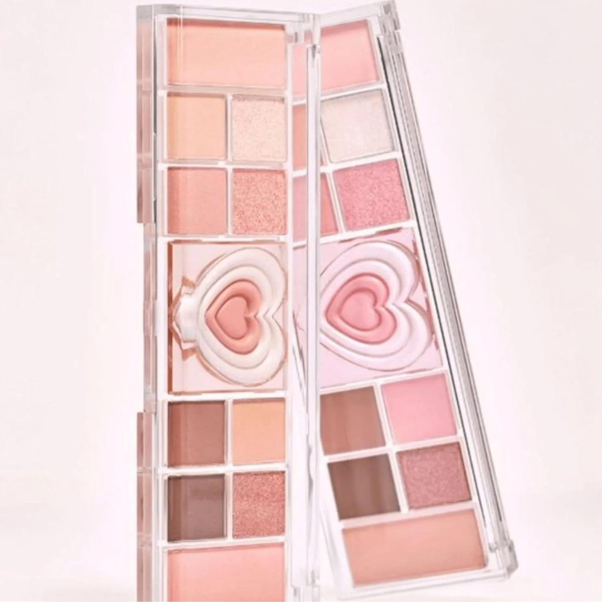 12 Colors Nude Matte Shimmer Eyeshadow, Blusher, Highlighter Palette - High Pigmented All-in-One Palette With Eye Shadow, Blusher, and Heart Shaped 3D Highlighter Shades (Nude Palette) - Image 2