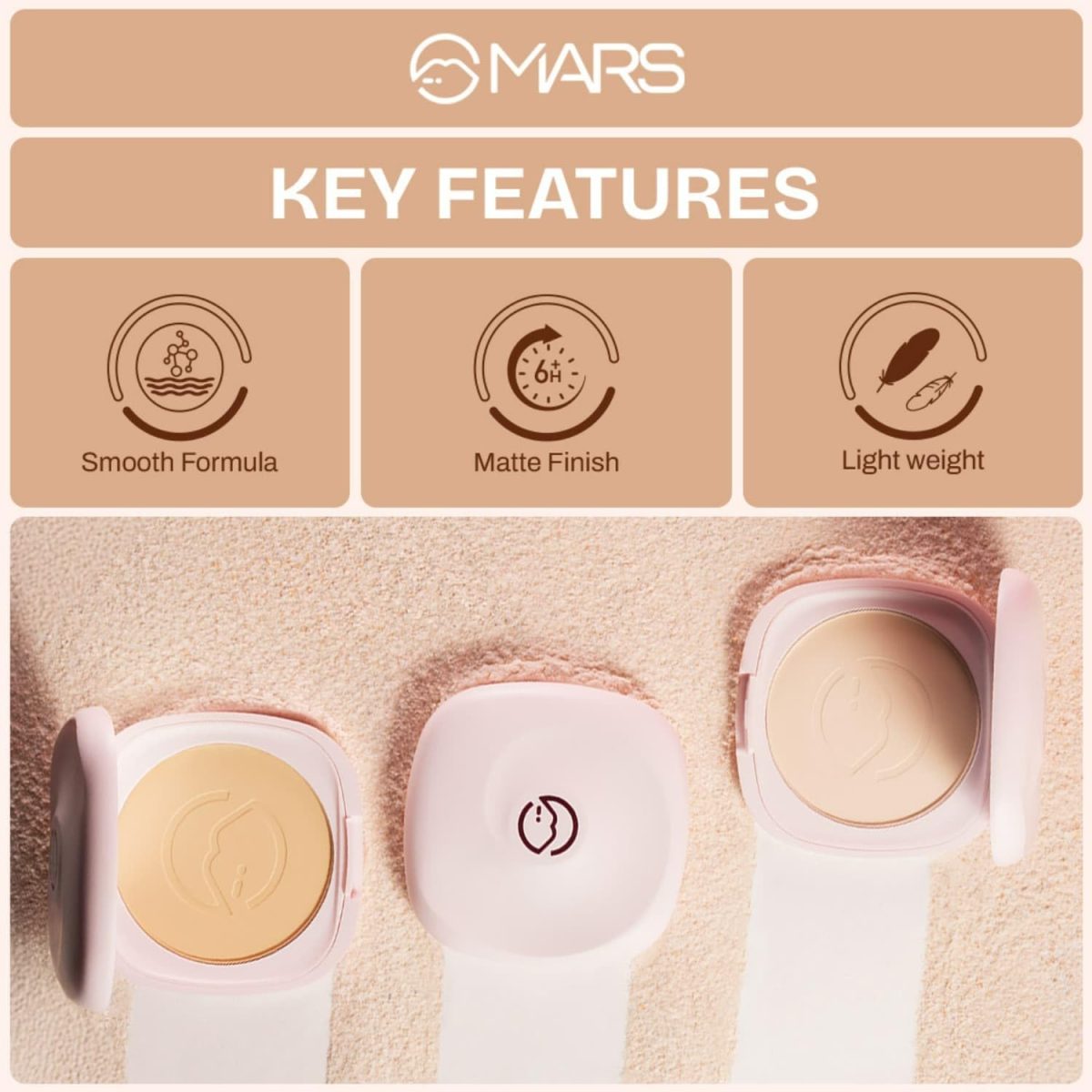 MARS Zero Oil Compact with an Applicator (10 gm) (04-MEDIUM BEIGE) | Non-Comedogenic | Oil Control | Long-Lasting | Matte Finish | Light-Weight | Minimize Pores | Travel Friendly - Image 4