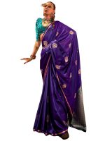 AKHILAM Women's Satin Silk Bagh Printed Saree With Unstitched Blouse(KNTKLX391001_RJ_Parent)