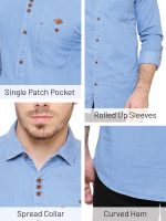 Kuons Avenue Men's Denim Casual Shirt | Regular Fit | Full Sleeves | Smart Spread Collar | – Perfect for Everyday Casual - Image 7