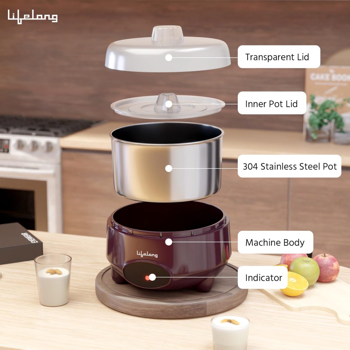 Lifelong Yogurt & Curd Maker for Home | Automatic Curd Maker with Auto Temperature Regulation | Electric Probiotic Yogurt Maker Machine for Kitchen (1 Litre) | 304 Stainless Steel Container (LLECM18) - Image 5