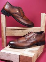 Liberty Fortune BELGIUM01E Men’s Formal Oxford Shoes - Black, Tan - Synthetic Leather Lace-Up with Cushioned Footbed - Stylish Wedding and Office Footwear - Comfortable and Lightweight - Image 2