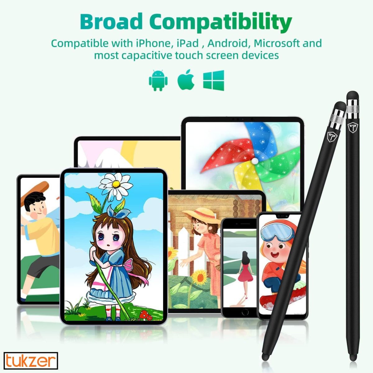 Tukzer 2in1 Universal Stylus Capacitive Pen, Fine Tip,High Sensitivity & Precision for Smartphones, Tablets, iPad, iPhone, iOS,Android,Windows & All Touch Screens Devices-Jet Black - Image 6