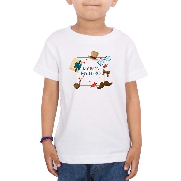 Fade Collecion - My Papa My Hero Kids T-Shirt (Boys/Girls) (11-12 Years, White)