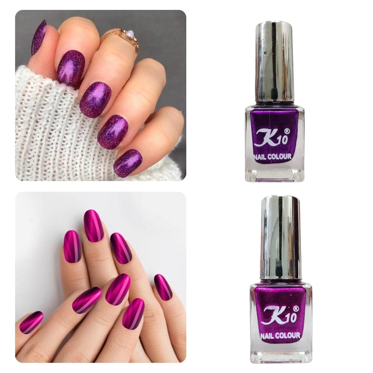 K10 Nail Polish| Metallic Finish Nail Paint|Quick Drying| Non UV Polish - Gel Finish |Chip Resistant Long-Lasting Multicolor Nail paint for Women and Girls| Multicolours | Set of 12 (12ml each) - Image 8