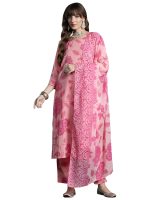 INDO ERA Women's Cotton Kurta and Pant with Dupatta Set