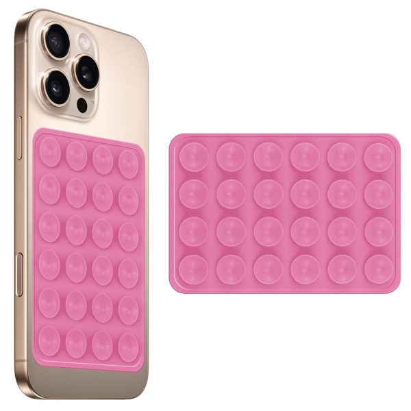 amazon basics Suction Phone Case Anti-Slip Silicone Multipurpose Hands-Free Sticky Pads for Phone Case Mount for Selfies Videos Mirror Shower Car Dashboard - Pink (1 Piece)