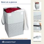 Homestrap 75 LTR Foldable Laundry Basket | Printed Laundry Bag with Lid Front Handle | Non-Woven Toy Organiser | Washing Cloth Laundry Bin(Grey)(Polypropylene) - Image 3