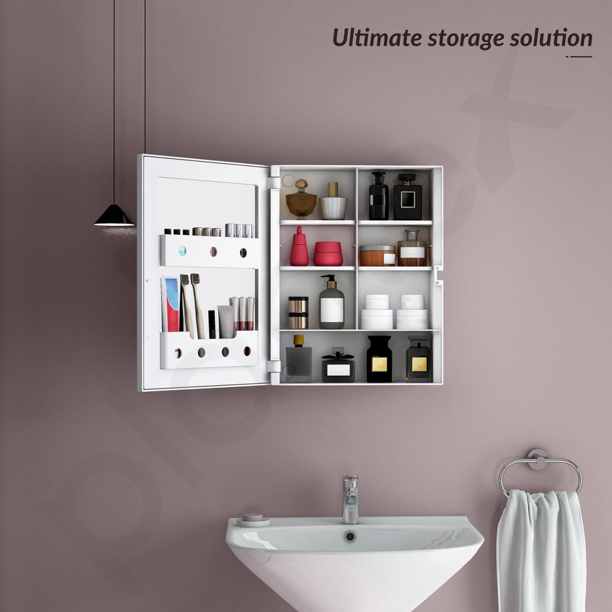 Plantex Bathroom Cabinet with Mirror/ABS Bathroom Storage Organiser/Multipurpose Shelf/Wall Mount Mirror Cabinet for Wash Basin (14x18 Inch, White) - Image 7