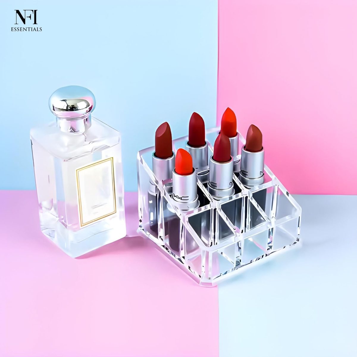 Clear Acrylic 9-Slot Lipstick & Cosmetic Organizer – Compact Makeup Holder for Lipstick, Lip Balm, Essential Oils & More – Transparent Plastic Storage Stand - Image 5