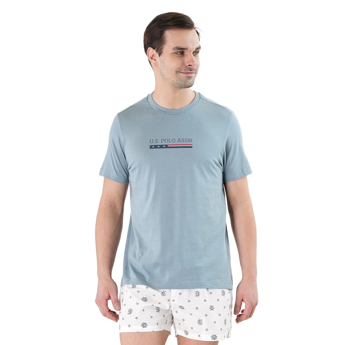U.S. POLO ASSN. Men's Cotton Regular Fit Crew Neck Brand Print Le001 Lounge T-Shirt - Pack of 1