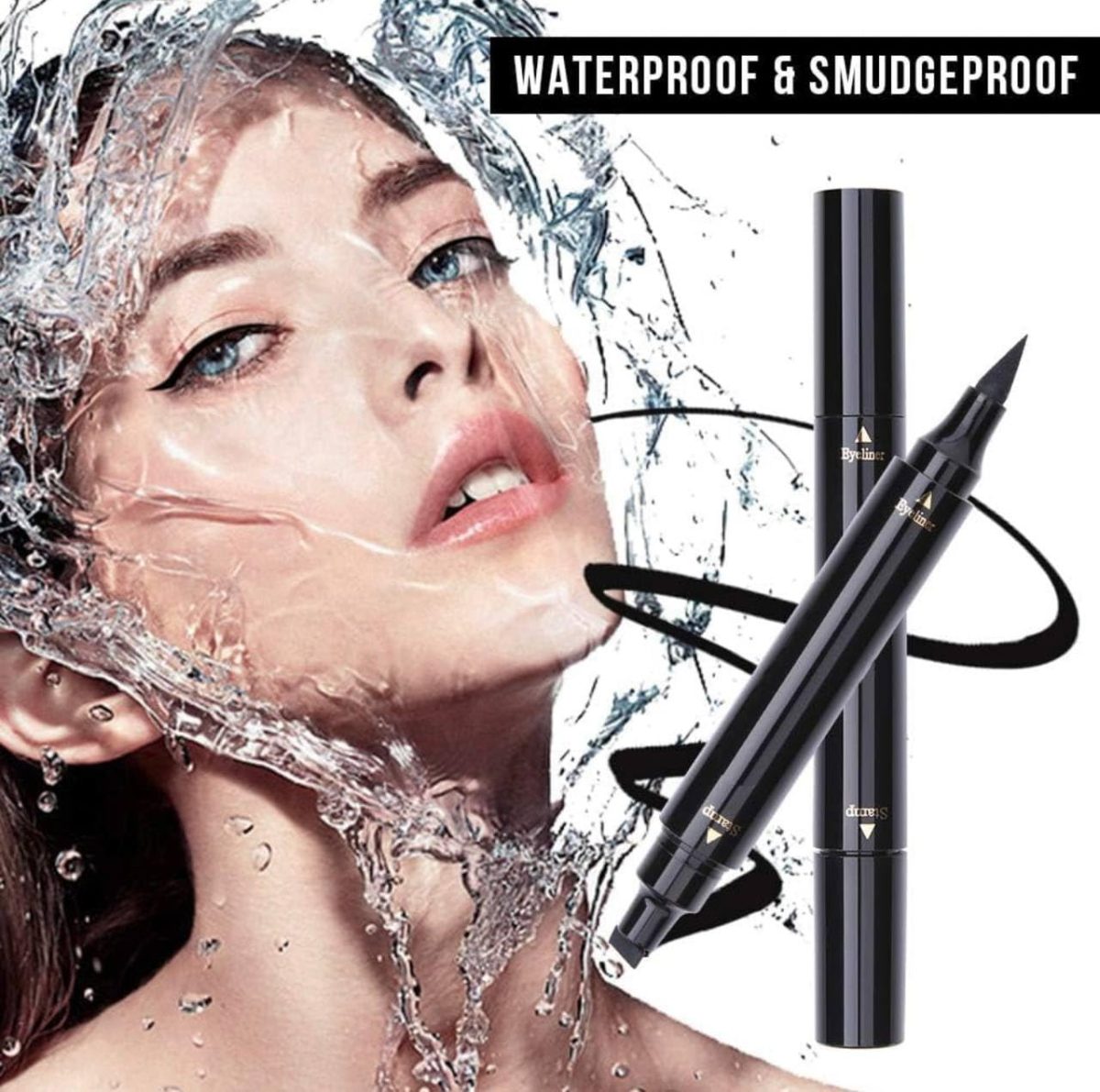 LARYNX Eyeliner Stamp Double-sided Liquid Winged Eye Liner Pen Waterproof Smudgeproof Eyeliner Pen (1 PCS, Black) - Image 6