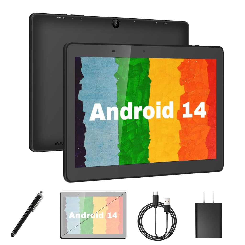 YYSWIE Android 13 Tablet 10.1 Inch with 3GB RAM and 128GB Expandable Storage, Quad-Core CPU, WiFi, Includes Screen Protector and Stylus Perfect for Work