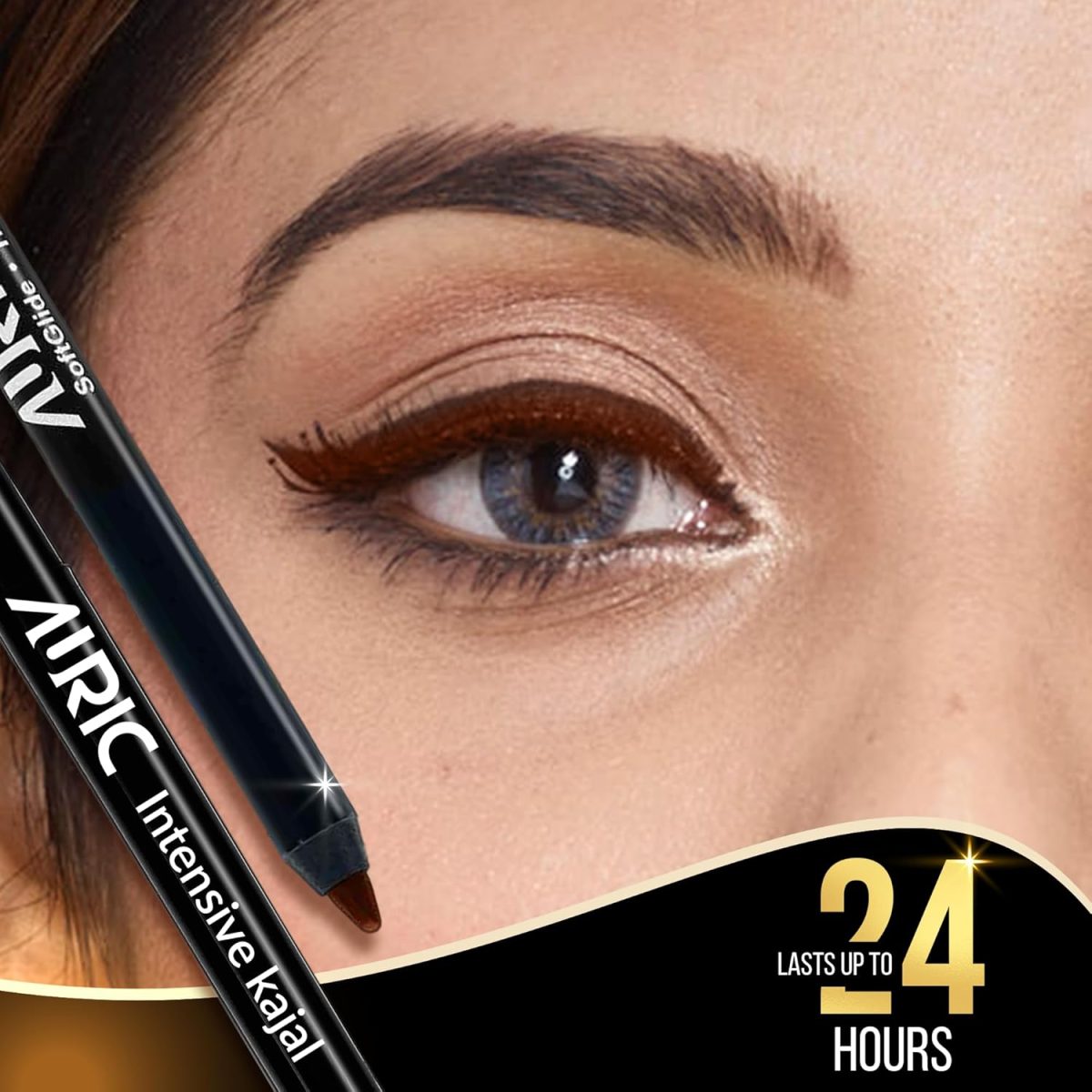 Auric Intensiv Kajal Pencil (1.2g) I Long Lasting, Water Proof, Smudge Proof, Hypoallergenic, Easy-to-apply I Ophthalmologically Tested I (Earthy Brown) - Image 4