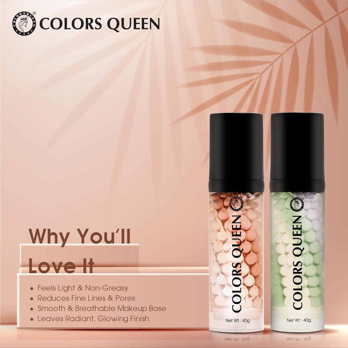 Colors Queen 3 in 1 Facial Primer - 01 Orange, 40g | Lightweight, Long Lasting & Highly Moisturizing Formula | Long Lasting Primer for Face Makeup - Image 4