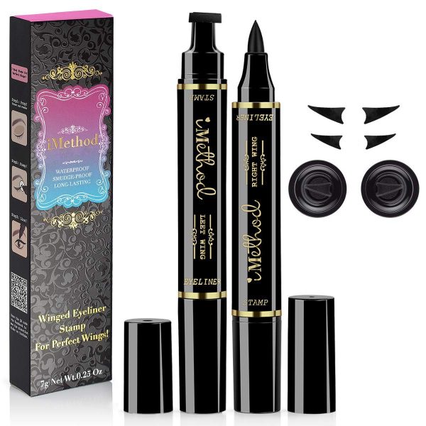 iMethod Wing Eyeliner Stamp 2 Packs Left and Right Dual Ended Liquid , The Easiest Way to Get Perfect Winged Cat Look, Waterproof, Smudge and Sweat Proof, Stay All Day