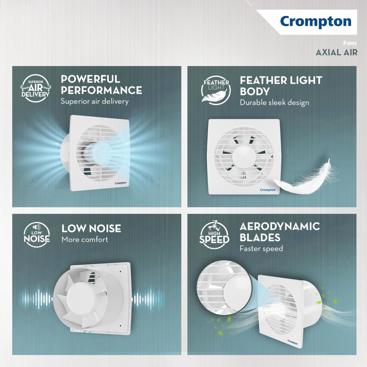 Crompton Axial Air High-Speed Plastic Exhaust/Ventilation Fan (150 mm/6 Inches, White, Pack of 1) - Image 5