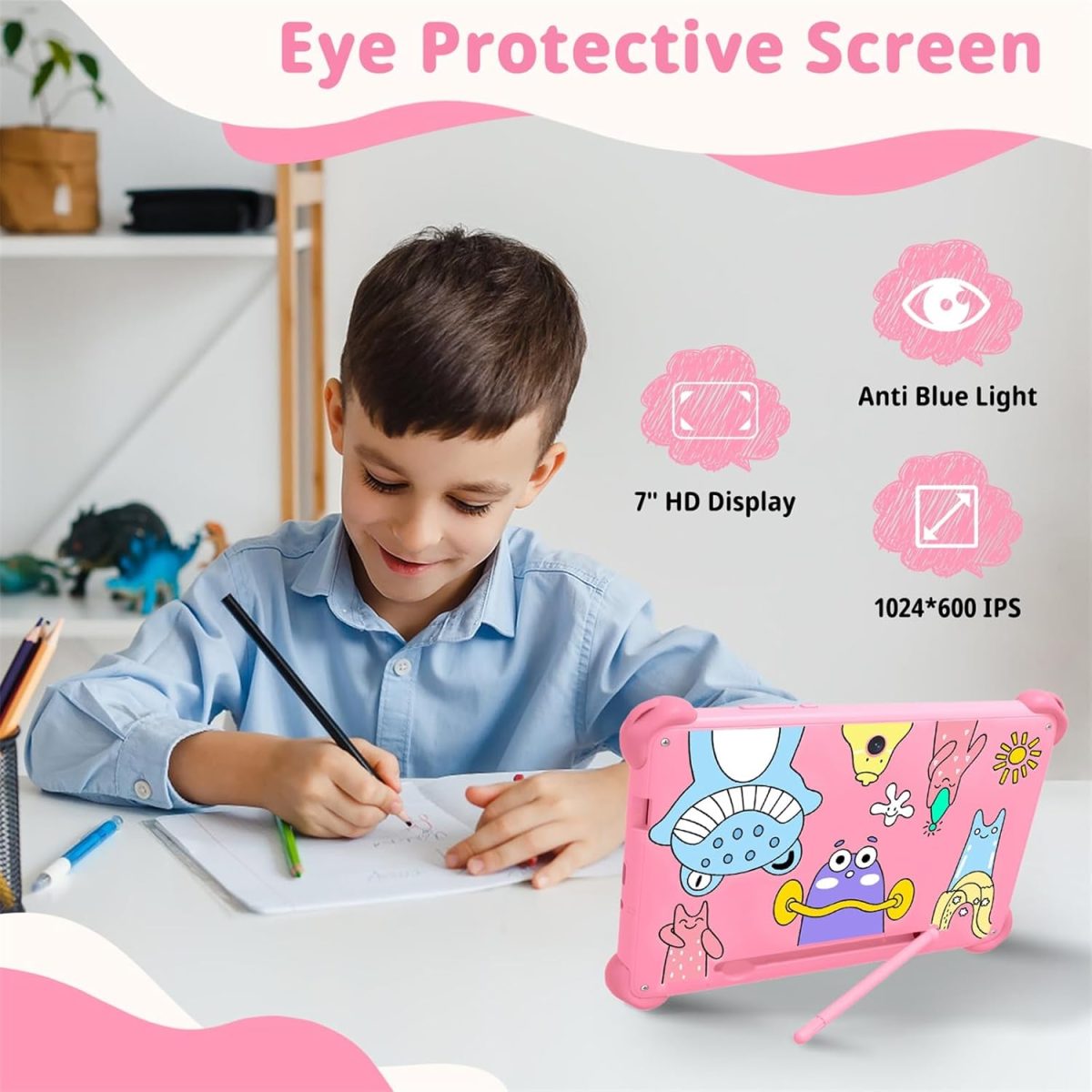 okulaku 7" Kids Tablet Pink - Image 5