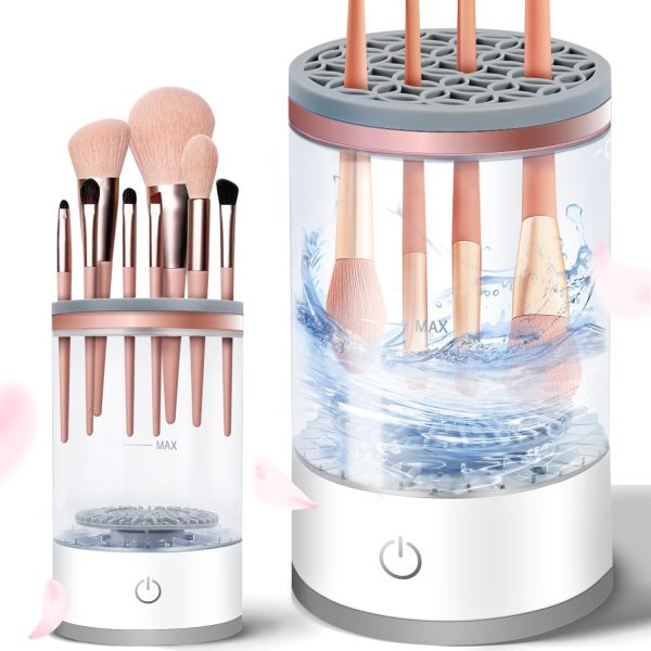 GLENOXZONE Makeup Brush Cleaner Machine New Electric Cosmetic & Painting Brush Cleaner, Automatic Spinning Makeup Deep Cleaning USB Powered Brush Cleaner Compatible with All Size Makeup Brushes