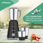 Bajaj GX-1 Mixer Grinder 500W | Superior Mixie For Kitchen | 2-In-1 For Dry Grinding | Blade Function With Titan Motor | 3 Stainless Steel Mixer Jars | 1 Year Product Warranty By Bajaj 【Black】 - Image 5