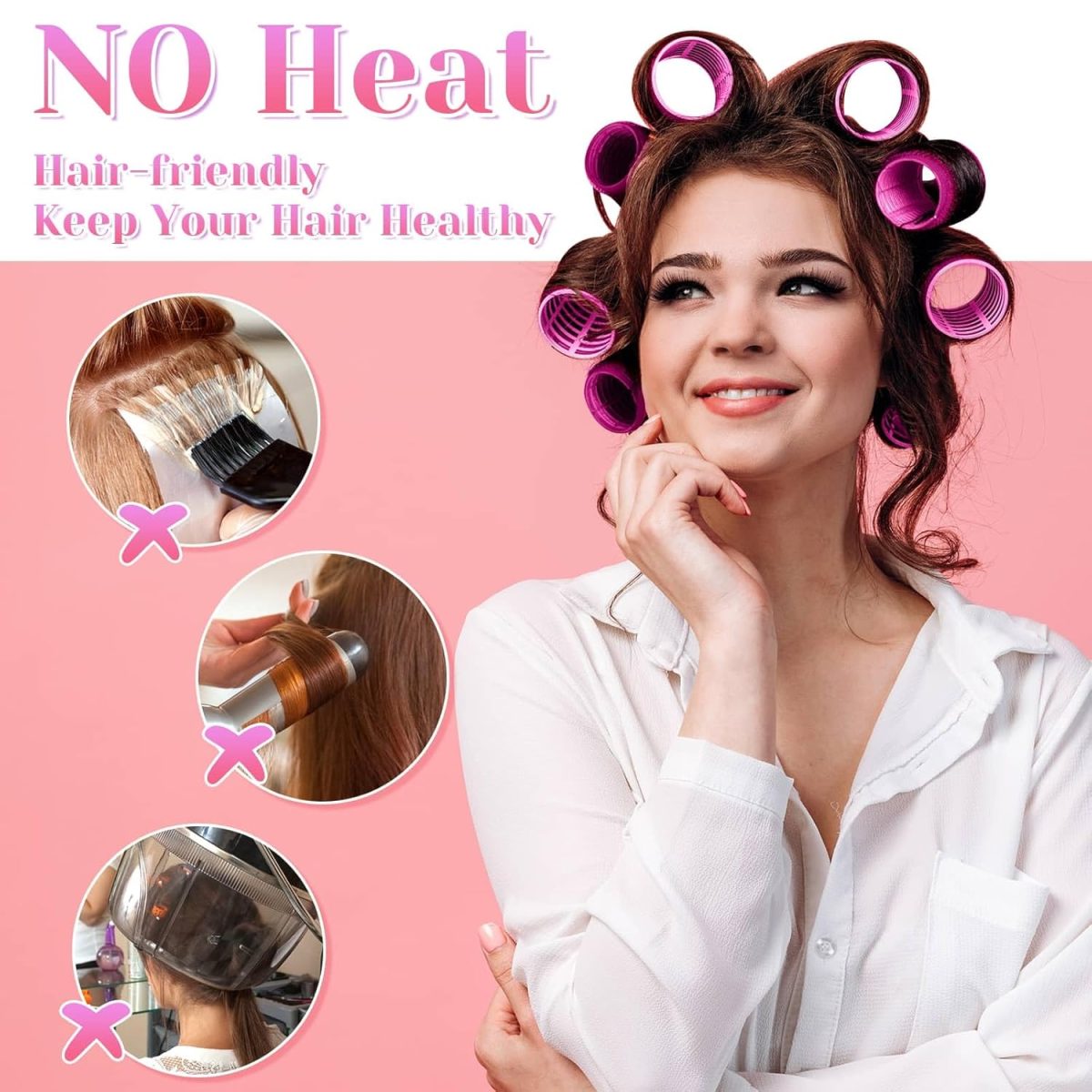 VIEWS Self Grip Rollers Hair Curlers 30Pcs Set with 18Pcs Hair Roller 3 Sizes (6 Large, 6 Medium & 6 small) and 12 Clips for Long Medium Short Hair Volume - Image 4