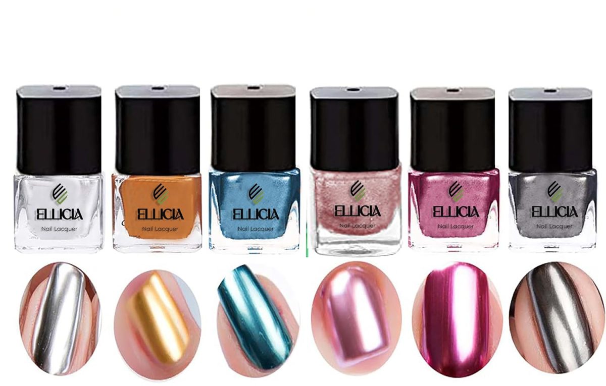 Ellicia Nail Polish is a premium, long-lasting nail paint with a glossy finish | This quick-dry, chip-resistant formula ensures smooth application and vibrant color | Perfect for women and girls, | Ideal for parties, and festive Pack of 6 (Multicolor 10)
