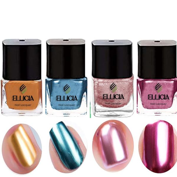 Ellicia Nail Polish is a premium, long-lasting nail paint with a glossy finish | This quick-dry, chip-resistant formula ensures smooth application and vibrant color | Perfect for women and girls, | Ideal for parties, and festive Pack of 6 (Multicolor 10)
