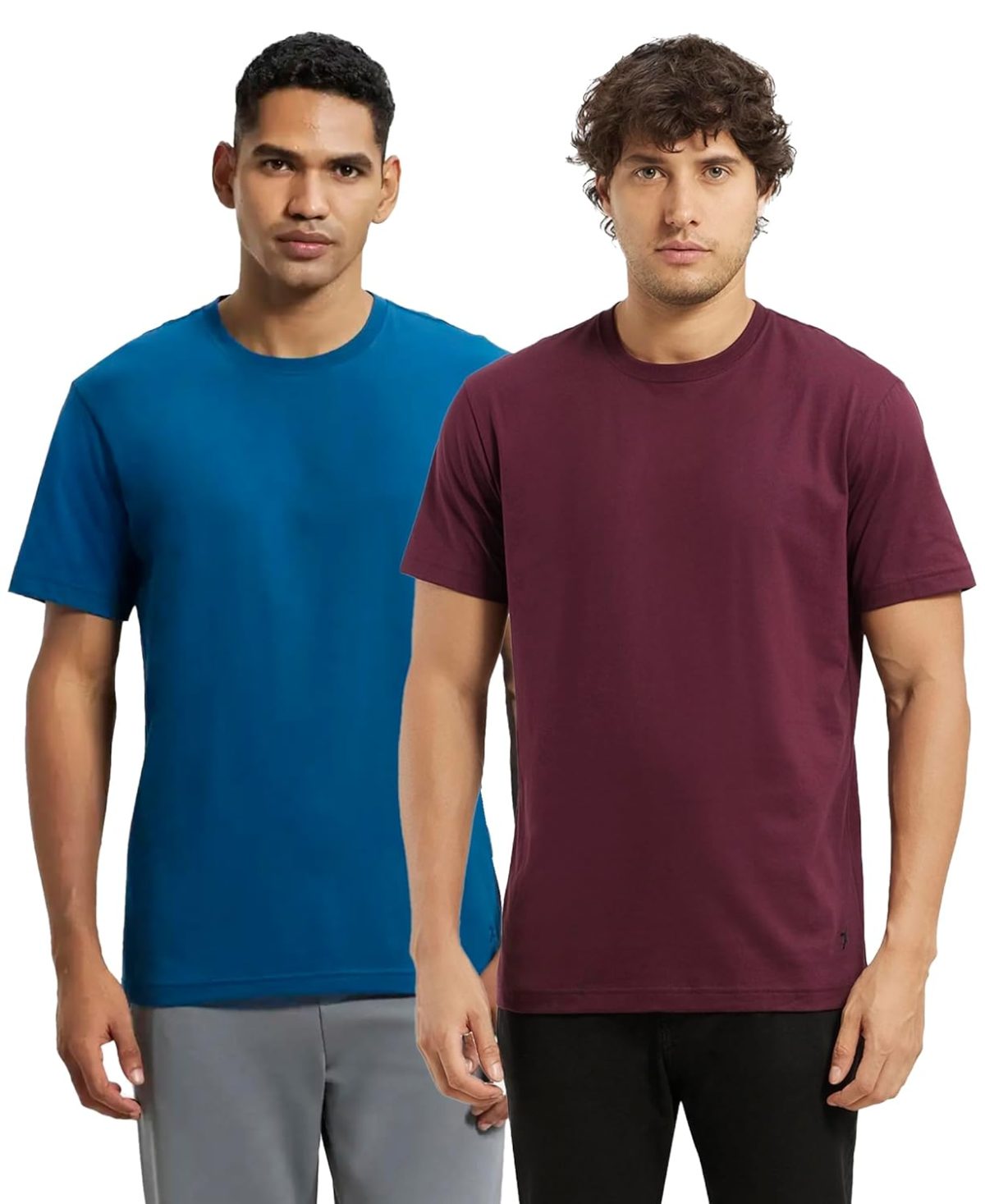 Jockey Men's Super Combed Cotton Regular Fit 2714 Rich Solid Round Neck Half Sleeve T-Shirt (Pack of 2)