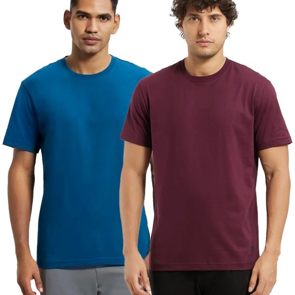 Jockey Men's Super Combed Cotton Regular Fit 2714 Rich Solid Round Neck Half Sleeve T-Shirt (Pack of 2)