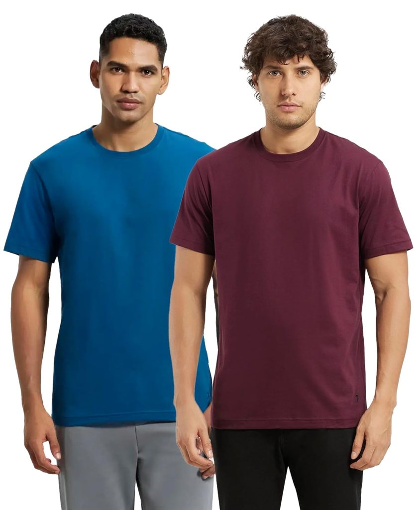 Jockey Men's Super Combed Cotton Regular Fit 2714 Rich Solid Round Neck Half Sleeve T-Shirt (Pack of 2)