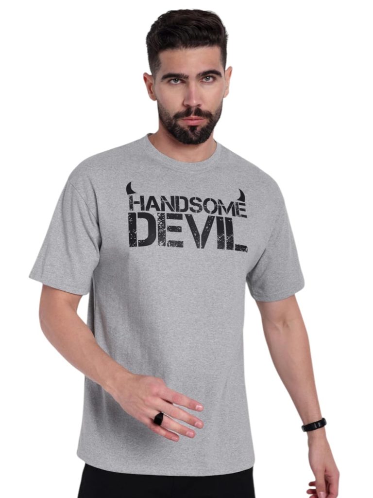 Go Devil Men’s Grey 100% Polyester Printed T-Shirt | Half Sleeve, Regular Fit Casual Wear for Men