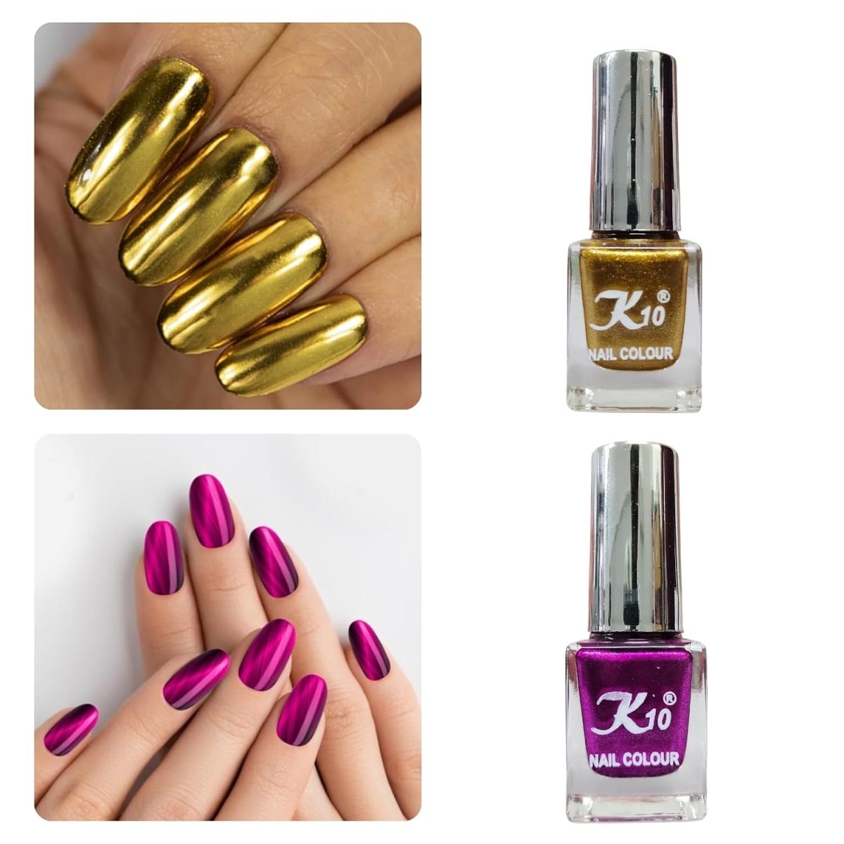 K10 Nail Polish| Metallic Finish Nail Paint|Quick Drying| Non UV Polish - Gel Finish |Chip Resistant Long-Lasting Multicolor Nail paint for Women and Girls| Multicolours | Set of 12 (12ml each) - Image 3