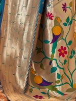 Satrani Women's Silk Dual Tone Paithani Jacquard Saree with Unstitched Blouse Piece - Image 3