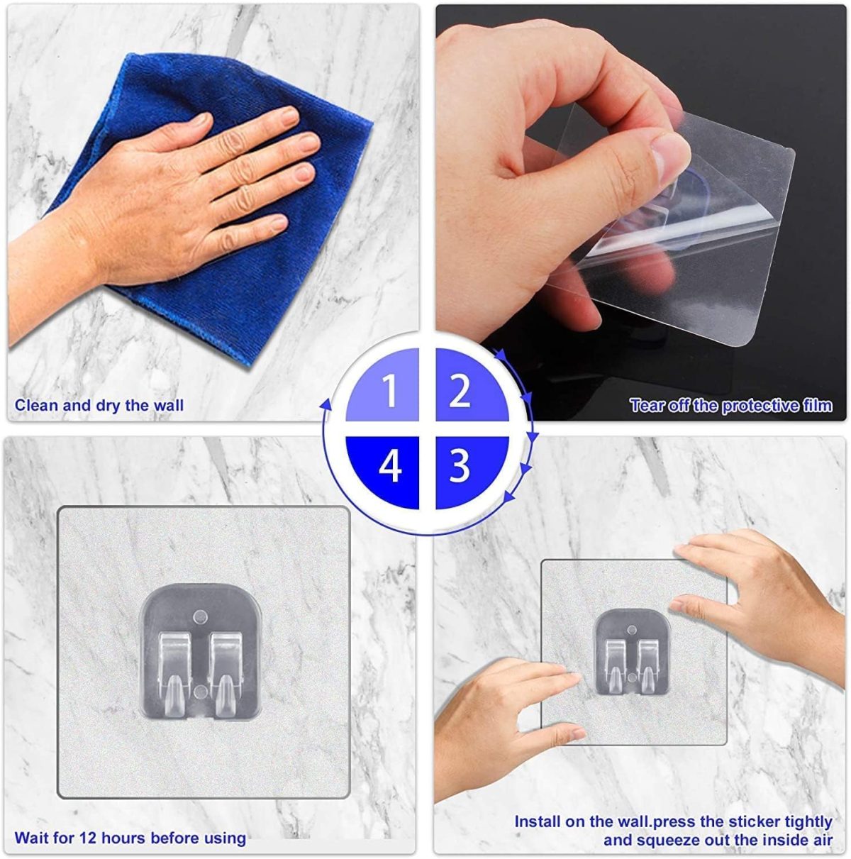 XENOTY Strong Self Adhesive Magic Sticker Transparant - Bathroom and Kitchen Hanging Racks Sticker, Tissue and Towel Rack Hanging Only Sticker (Single Hook Transperant (8 x 8 cm), 4.00) - Image 5