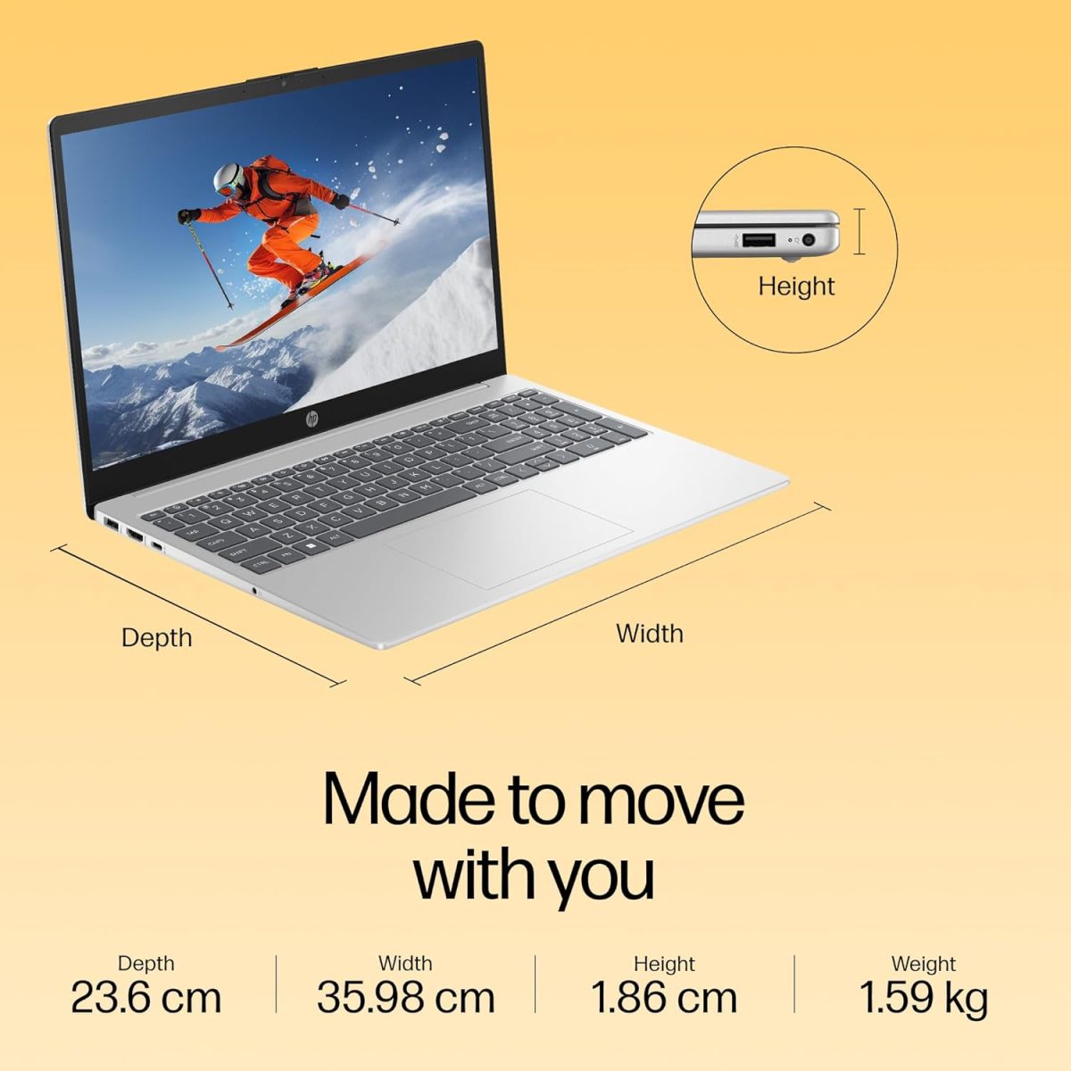 HP 15, AMD Ryzen 7 7730U Laptop (16GB DDR4,512GB SSD) Anti-Glare, Micro-Edge,15.6''/39.6cm, FHD, Win11, M365 Basic(1yr),Office Home24,Silver,1.59kg,FHD Camera w/Privacy Shutter, Backlit, fc0390AU - Image 9