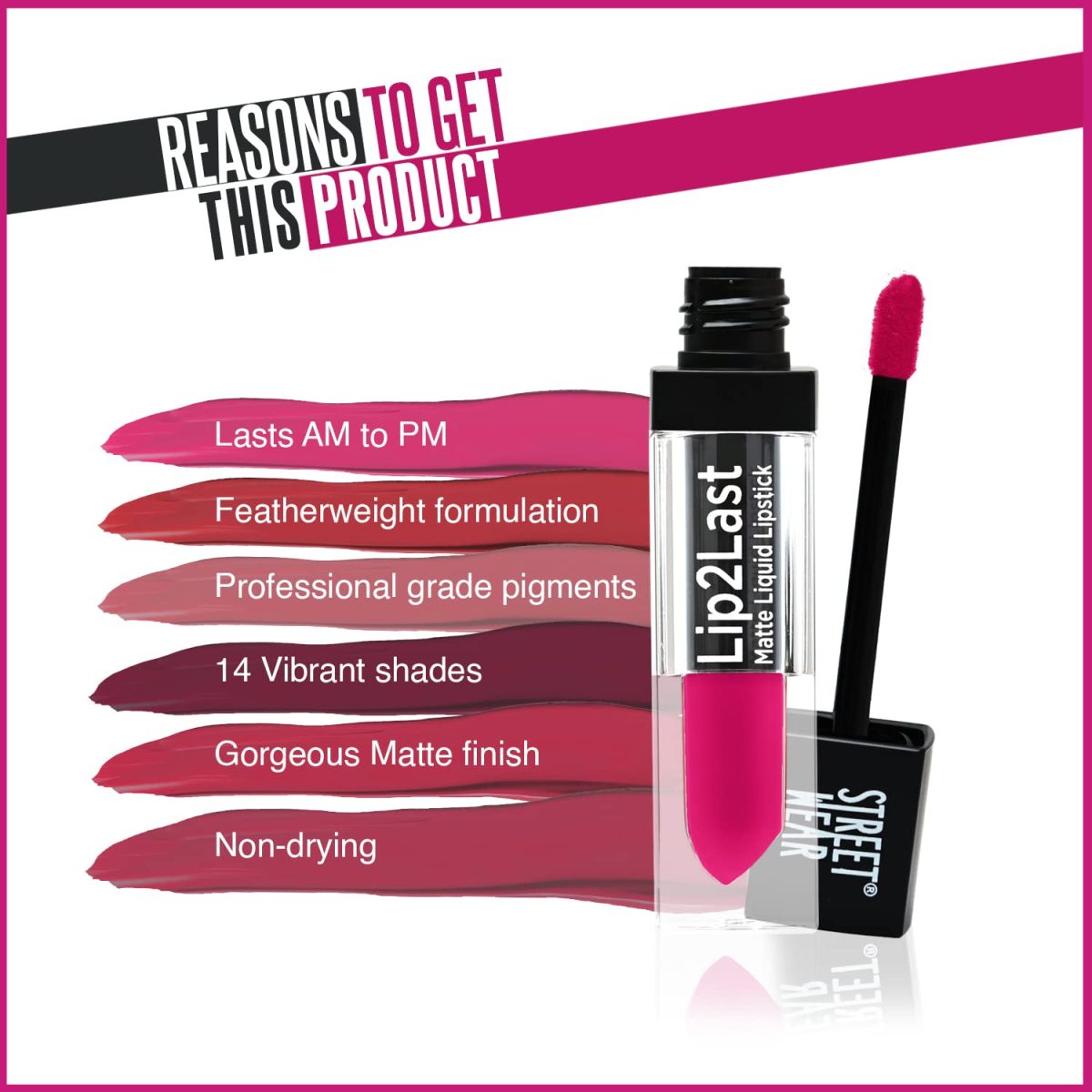 STREET WEAR Lip2Last Matte Liquid Lipstick -Vacay Red (Red) - 5 ml - Transferproof, Smudgeproof, Mask Friendly, Non-Drying Formula, Enriched With Vitamin E - Lasts AM To PM! - Image 4