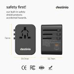 Destinio Universal Travel Adapter- 6-in-1 Fast (35W) Charging with PD/QC 3.0, 2 Type C & 3 USB Ports Universal Charger, International Travel Adapter, All in One Plug, Socket Adaptor - Image 8