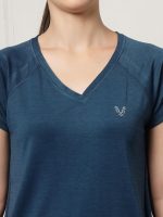 UZARUS Women's V-Neck Regular Fit Gym T-Shirt Soft, Lightweight & Quick-Dry Fabric Activewear Top for Workout, Yoga, Running, Exercise, Casual Breathable Fitness Everyday - Image 3