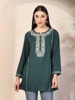 QAZMI Women's Ardra Kashmiri A-Line Rayon Cotton Short Kurti - Image 7