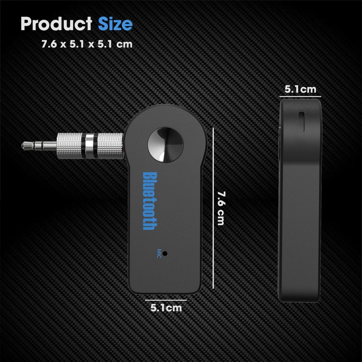 Sounce Bluetooth Receiver/Hands-Free Car Kit, Portable 3.5mm Bluetooth Aux Adapter Wireless Music Streaming for Home, Car Audio System, Headphone, Speaker (Bluetooth 4.2, A2DP, 40 FT Range) - Image 6