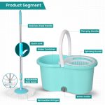 Zureni Bucket Quick Spin Mop with 2 Microfiber Wet Dry Mophead Floor Cleaning pocha Extendable Handle Removable Wringer 360° Floor Cleaner Mopping Set (Random Colour) - Image 6