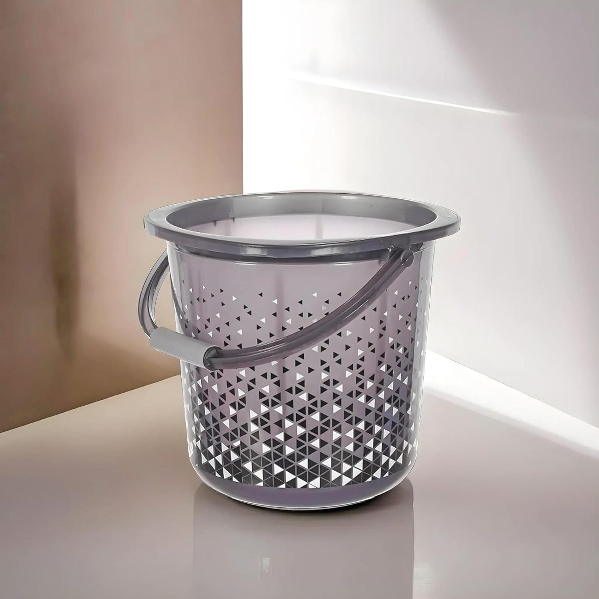 Kuber Industries Tinted Print Plastic Bucket for Home/Kitchen/Office/with Handle, 24 Litre (Black)-46KM0344, Standard Pack of 2 - Image 4
