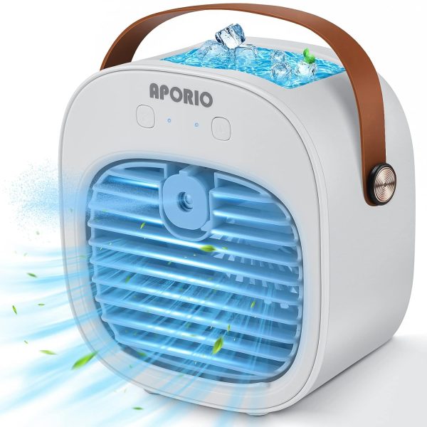 aporio Portable Air Conditioner-4000Mah Rechargeable Personal Air Cooler With 3 Speeds Duration 4-8 Hrs, Quiet Mini Air Conditioner Fan, Desk Cooling Fan For Home, Bedroom, Travel, And Office