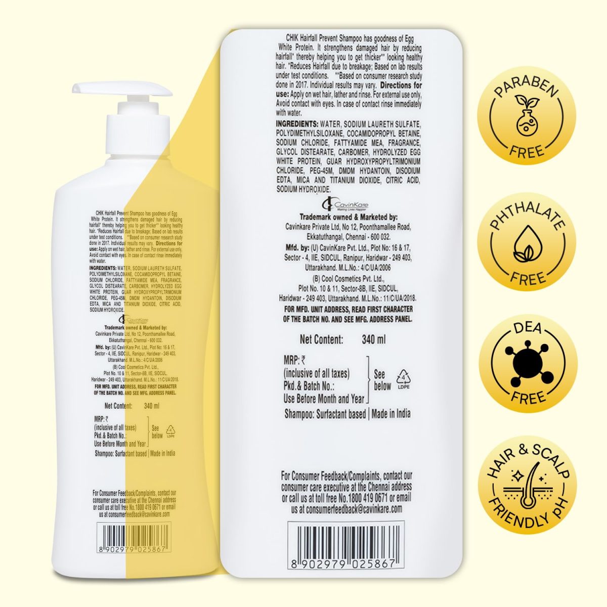 Chik Protein Solution Hairfall Prevent Shampoo, With Goodness Of Egg White, For Thick And Healthier Hair (340ml) - Image 6