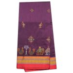 Neyge Women's Handloom Ilkal Pure Cotton Resham Silk Kasuti Saree with Stripe Pallu Running Blouse - Image 3