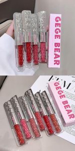 Gege Bear Dazzle Color Double-Headed Lip Glaze | 6 Gorgeous Shades | Matte & Gloss Finishes | Dual-Ended Lipstick and Lip Oil for Women | Moisturizing, Long-Wear Formula | (02# - Naked Peaches, 4g) - Image 8