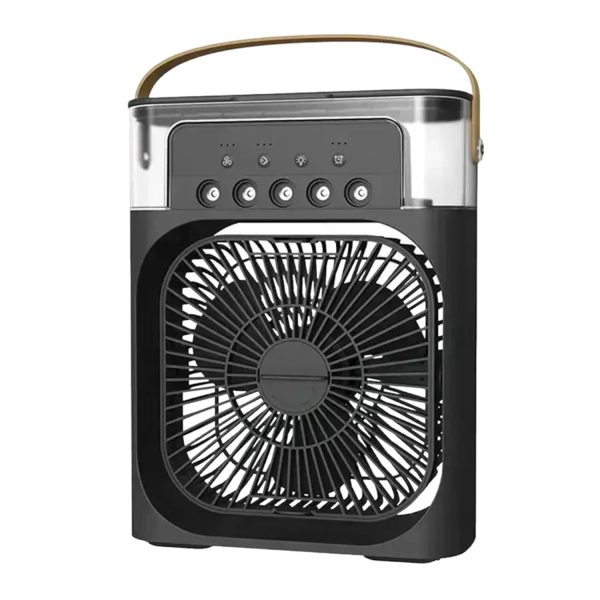 Drumstone 𝟏𝟓-𝐘𝐞𝐚𝐫 𝐖𝐚𝐫𝐫𝐚𝐧𝐭𝐲 -Fast-Speed Portable Air Cooler with 7 LED Lights, 1500mAh Battery, Timer, and 3 Spray Modes | Efficient Spray Fan with Battery Backup for 2 Hours Black