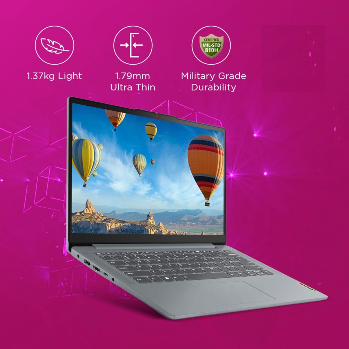 (Refurbished) Lenovo IdeaPad Slim 3 13th Gen Core i3-1305U (8GB RAM/512GB SSD/Integrated Intel UHD Graphics/14 inch (35.5cm)/Windows 11/ MS Office 2021/Grey/1.3Kg), 82X6004GIN Thin & Light Laptop - Image 3