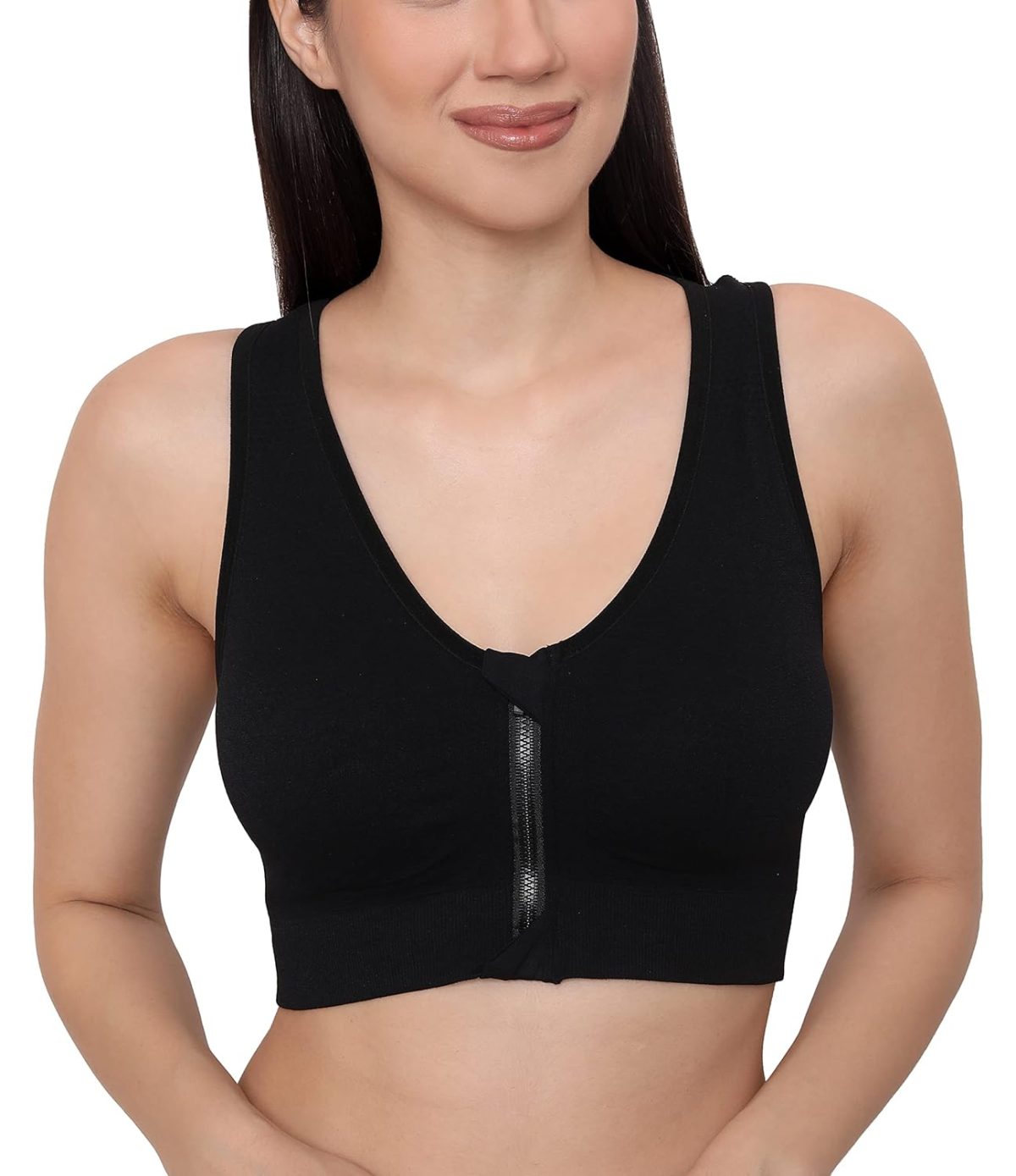 GLAMORAS Women Nylon Elastane Lightly Padded Non Wired U Back Sports Bra | Seamless Stretchy Low Impact Yoga Workout Bra with Removable Pads - Size- Small to 4XL